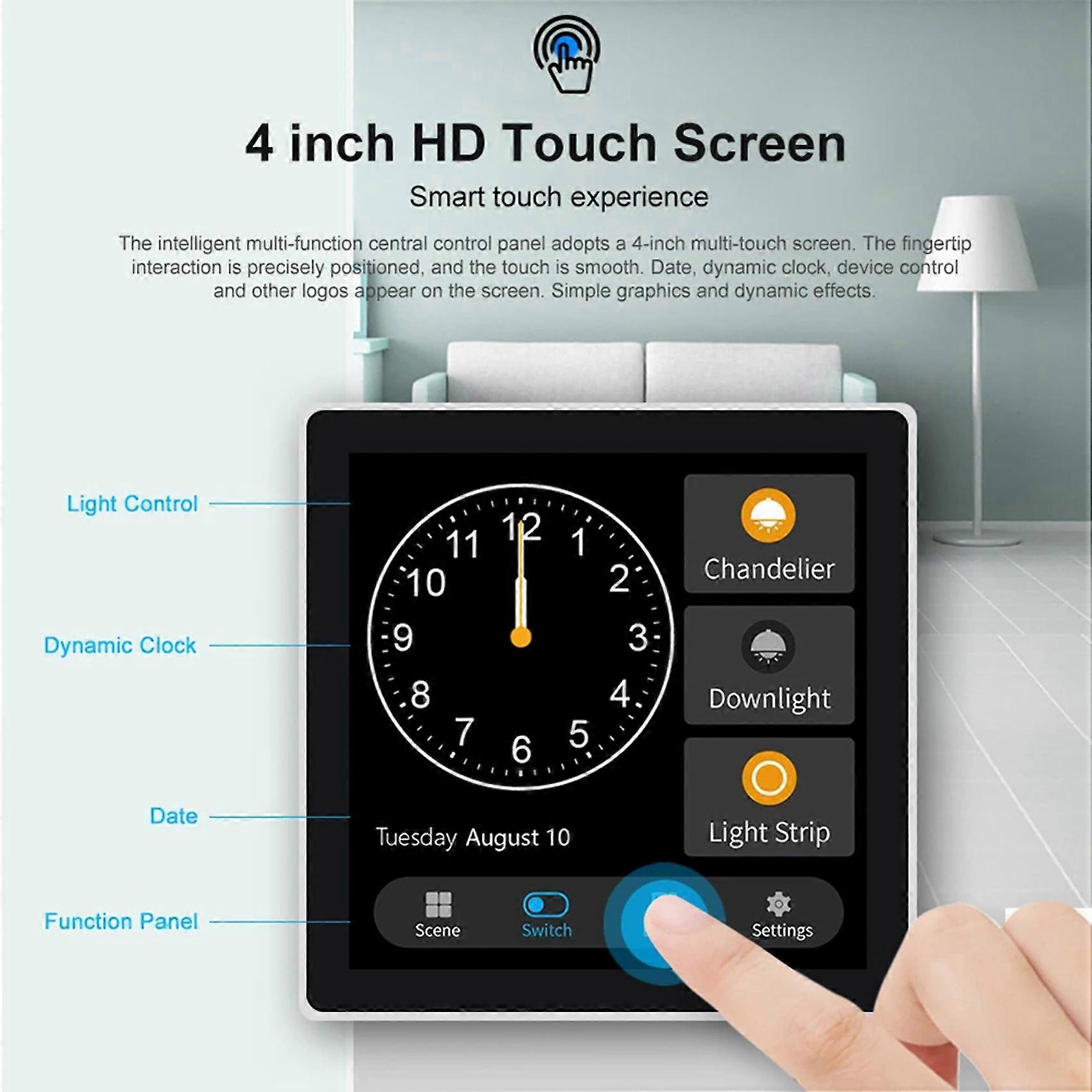 2X Tuya T3E Panel Switch Touch Screen Panel EU Smart Control Panel Switch Zigbee Smart Home Wall Push Light Switch,White