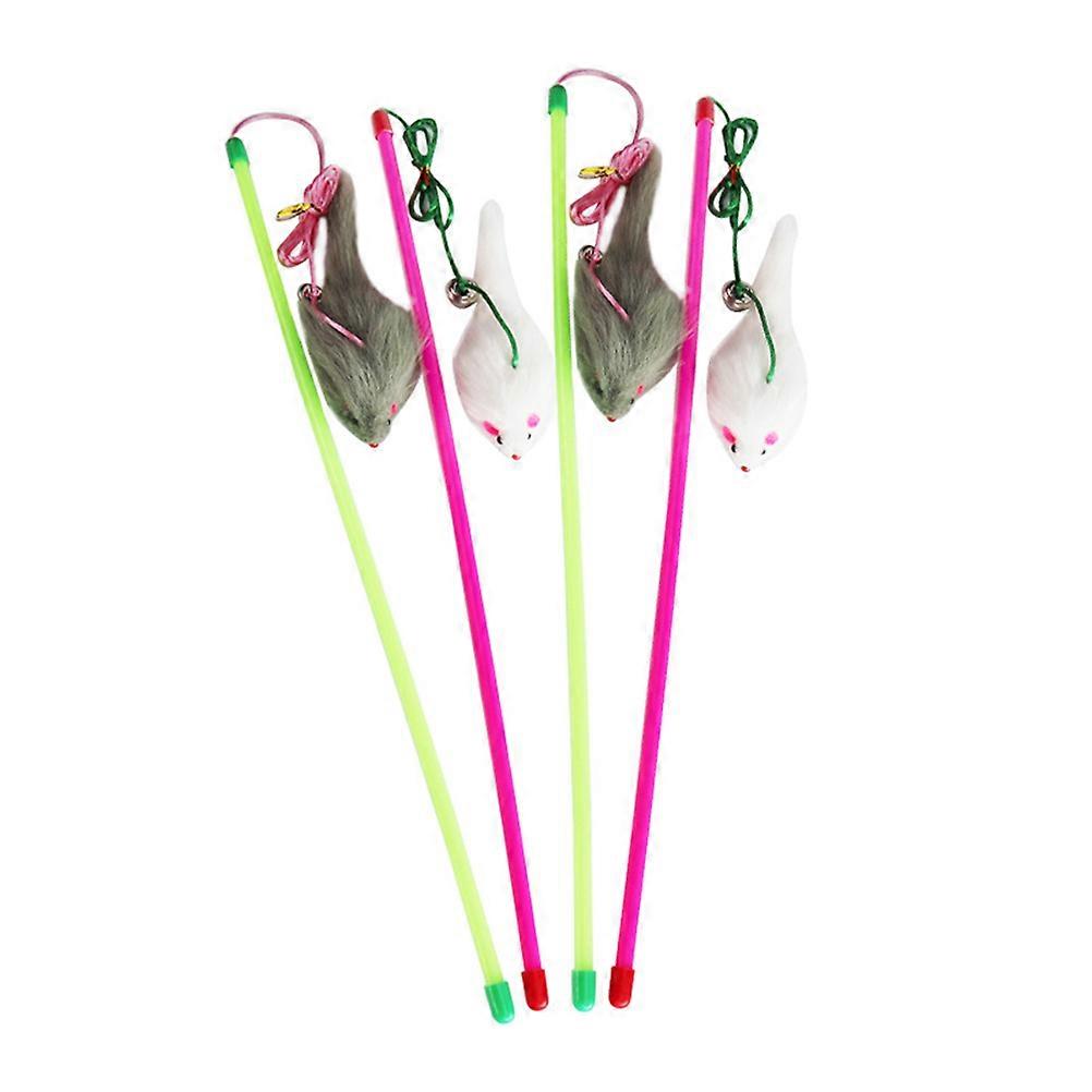 Cat Plush Mouse Teaser Stick for Playing 5Pcs Interactive Wand Toy Kitten