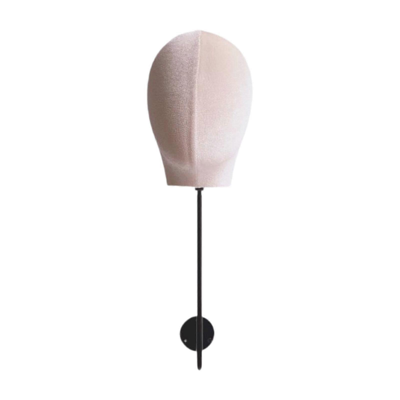 Beige Hat Display Stand with Mannequin Head, Durable Metal Support and Stable Hook Base