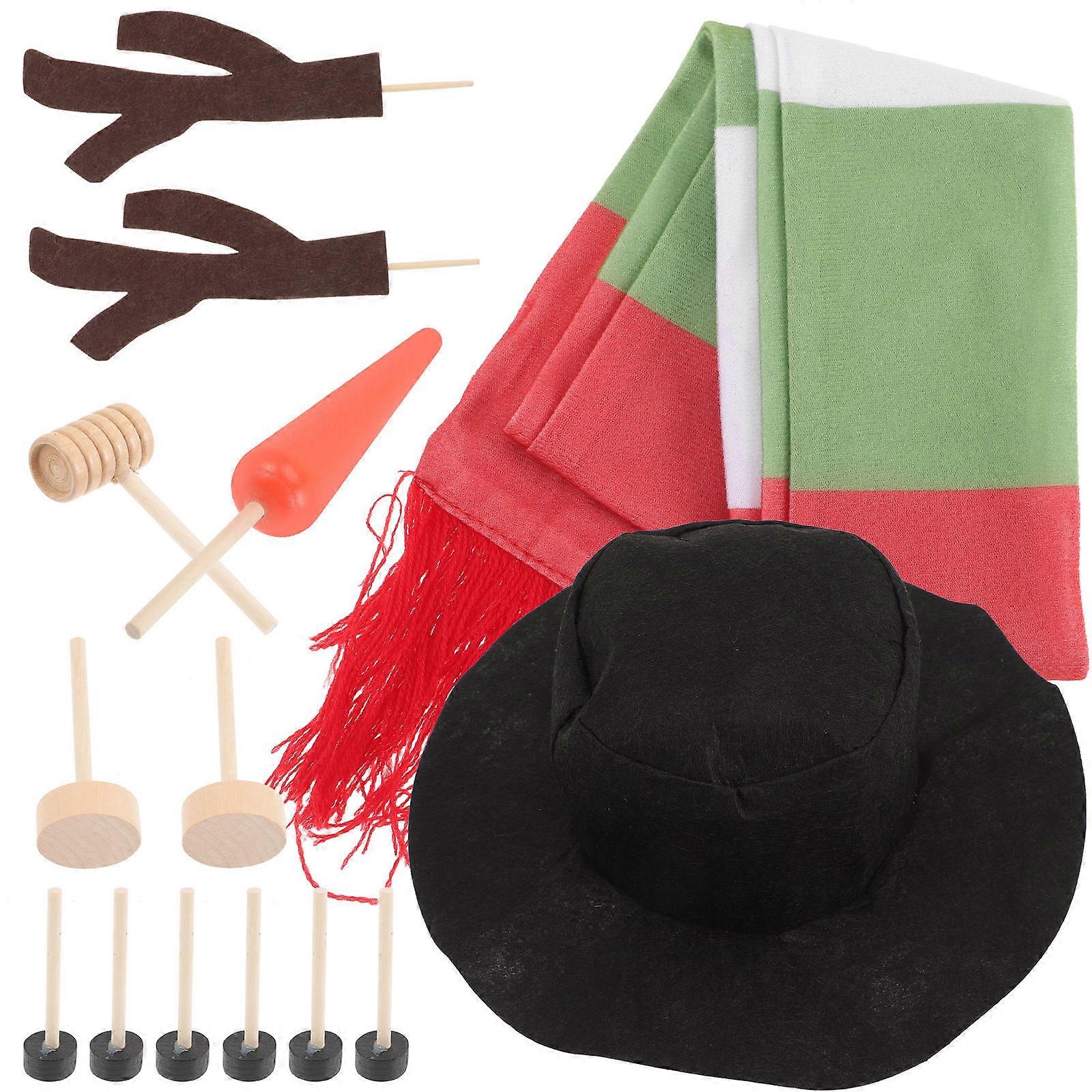 Christmas Snowman Dressing Prop for Decor 1Set Wood Material Decorative Kit