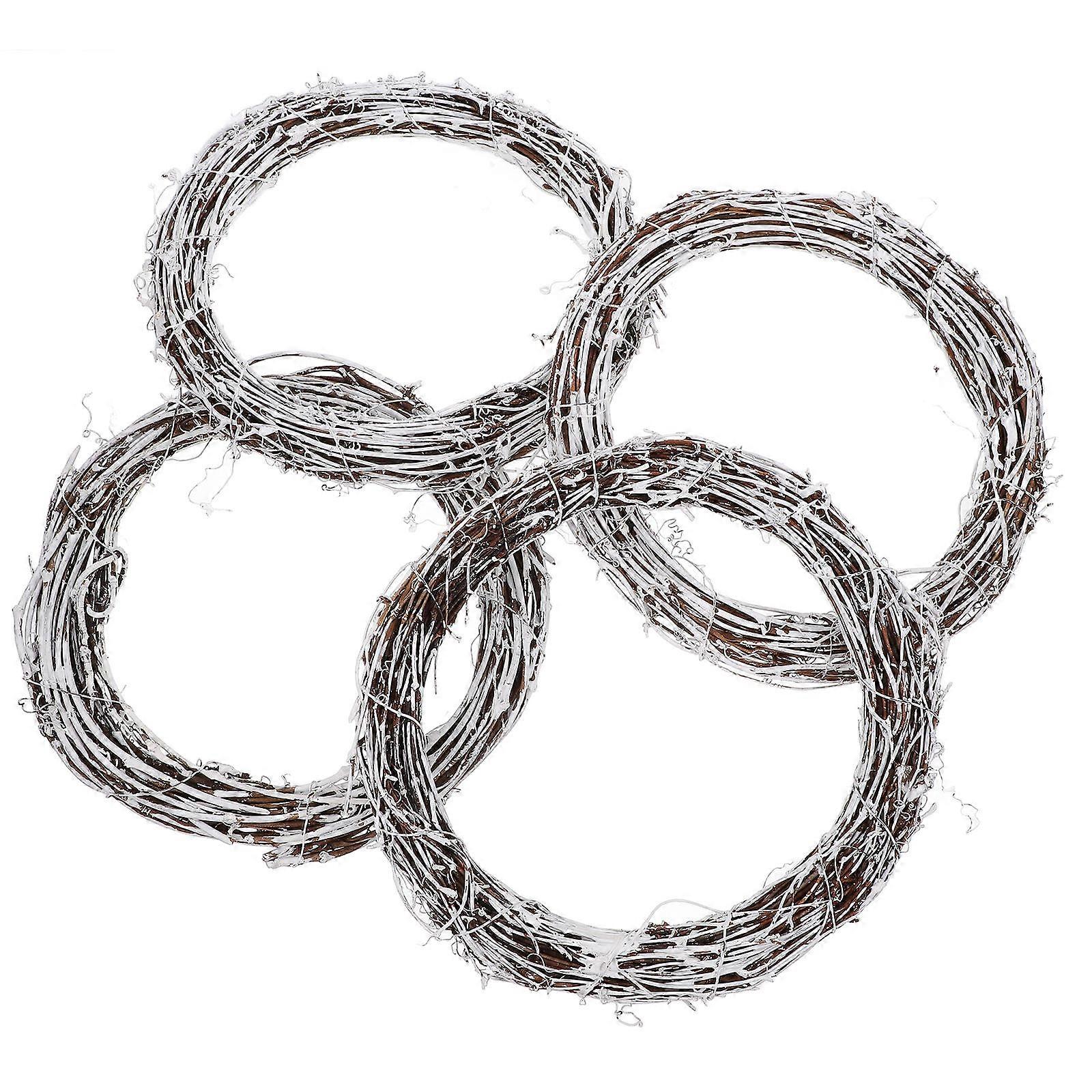 Rattan Wreath for Craft DIY 4Pcs White Round Rustic Wreath Frames