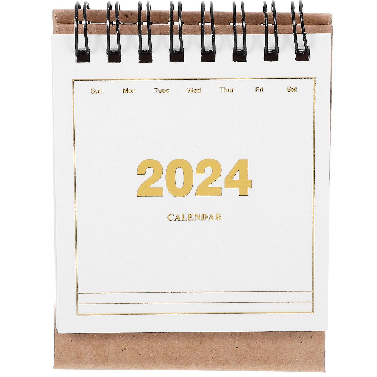 Creative Desk Calendar Small Standing Calendar Rectangular Metal Ring Paper Material Note Taking Scheduling 1Set