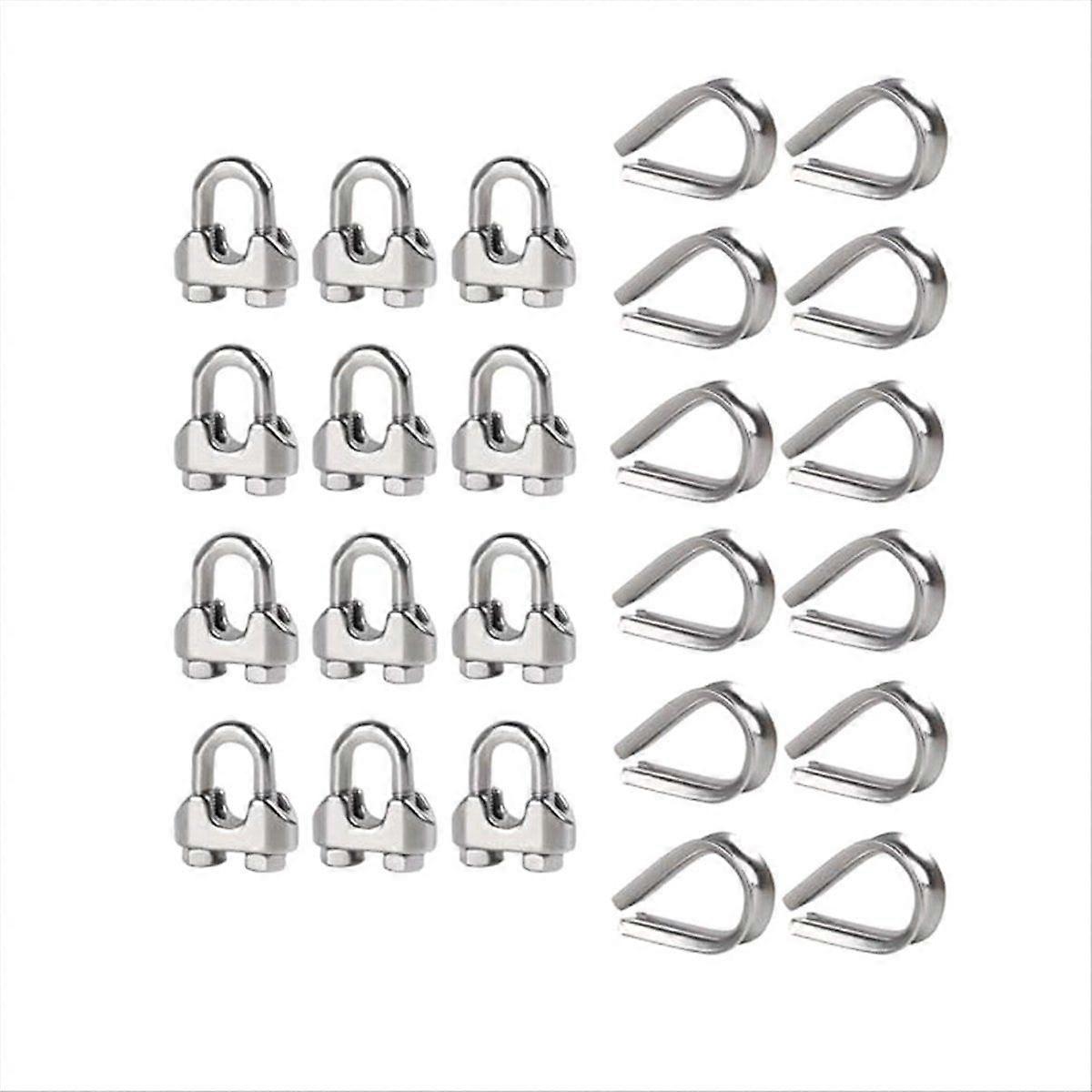 Hanger 1/4Inch M6 Wire Rope Cable Clamp Thimble Cable Clamp Kit,12Set