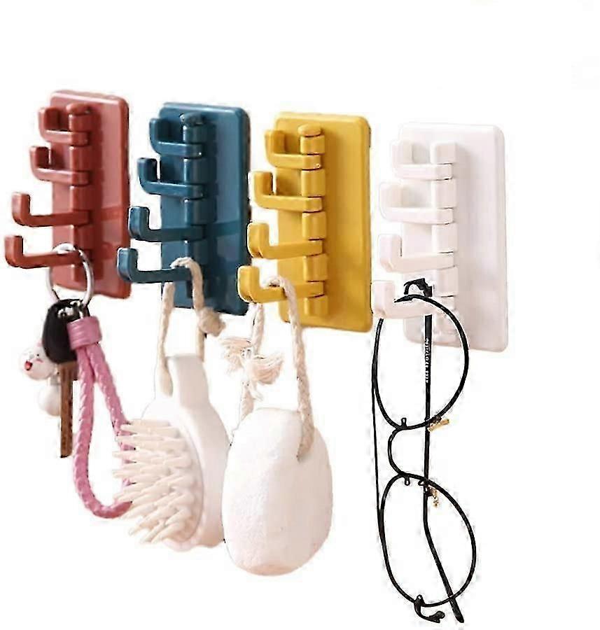 Multicolor Adhesive Hooks for Backpack Handbag Door 4 PCS