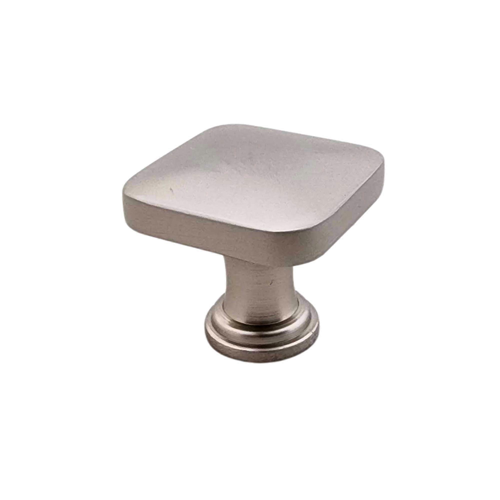 Brushed Nickel Cabinet Knobs 28.8mm Square Drawer Pulls for Kitchen Bathroom Closet 5 Pack