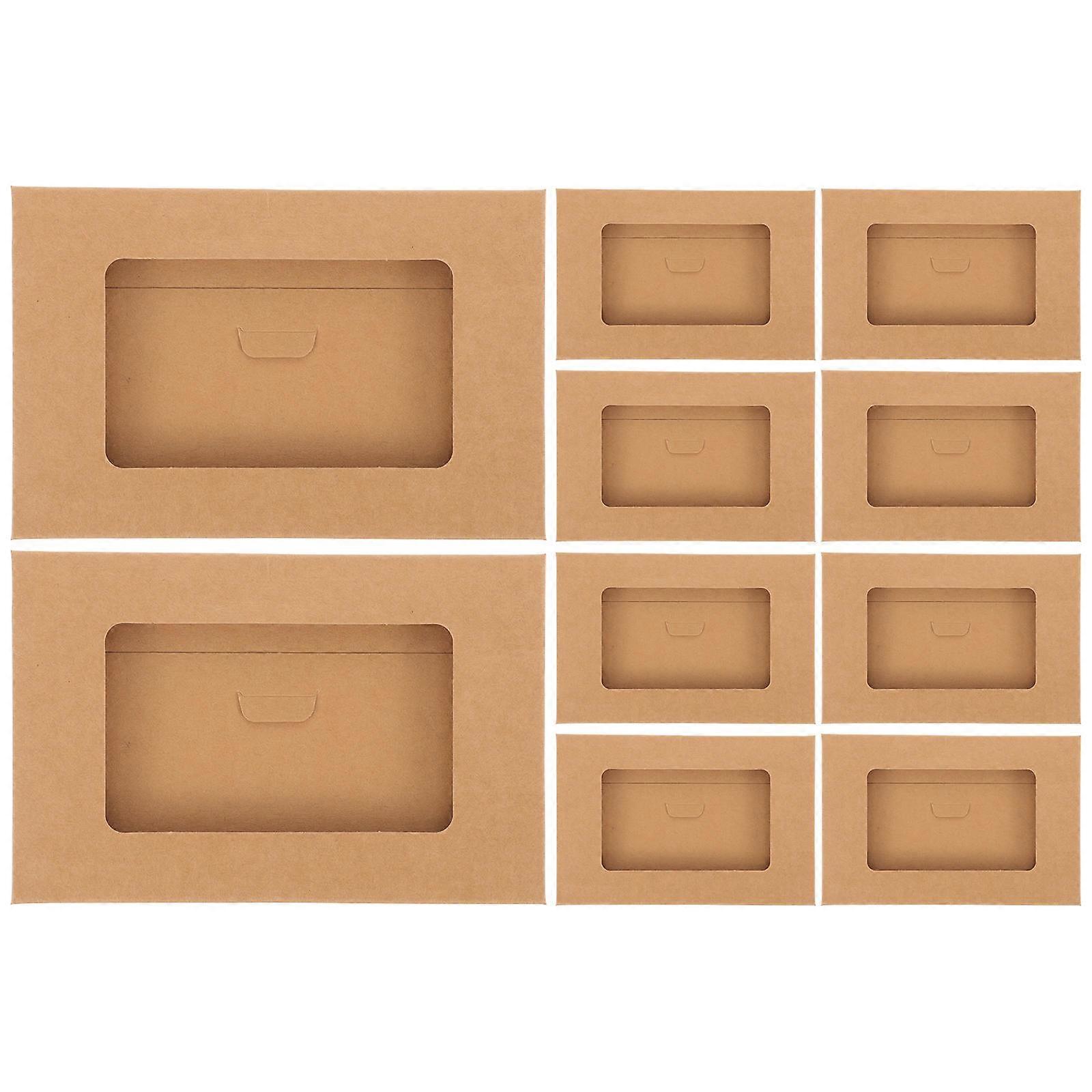 10pcs Envelop Storage Boxes Kraft Paper Postcard Boxes Open Window Postcard Boxes