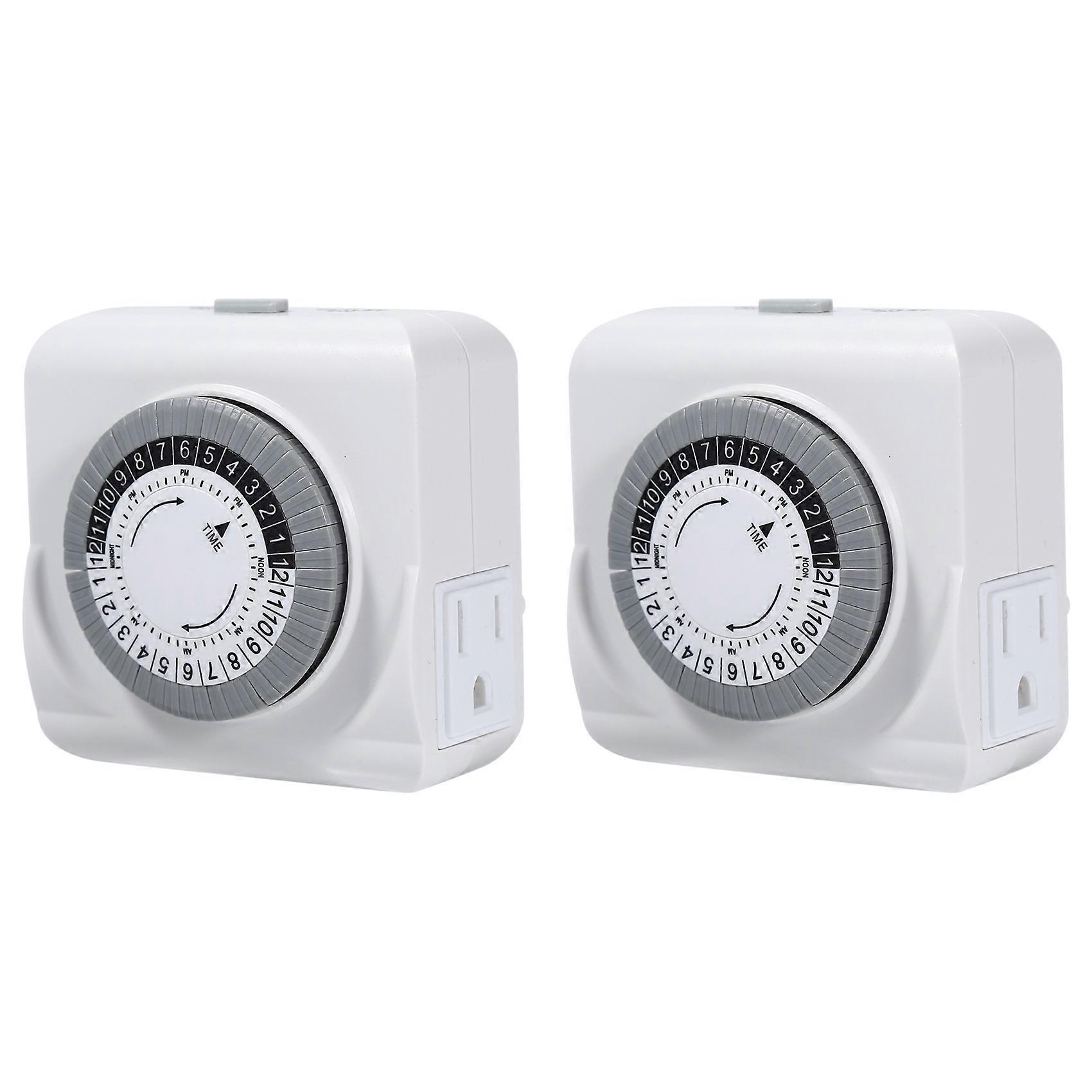 24 Hour Cycle Plug-in Mechanical Timer, Indoor Timer for Electrical Outlets, Dual 3- Outlets, 125V