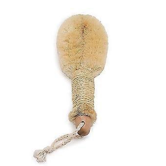 Brosse en sisal pour le bain et la douche, pour le corps et la peau sèche | Fibres naturelles pour améliorer la circulation sanguine, exfolier la peau et réduire la cellulite 24,5 x 9 cm Couleur bois