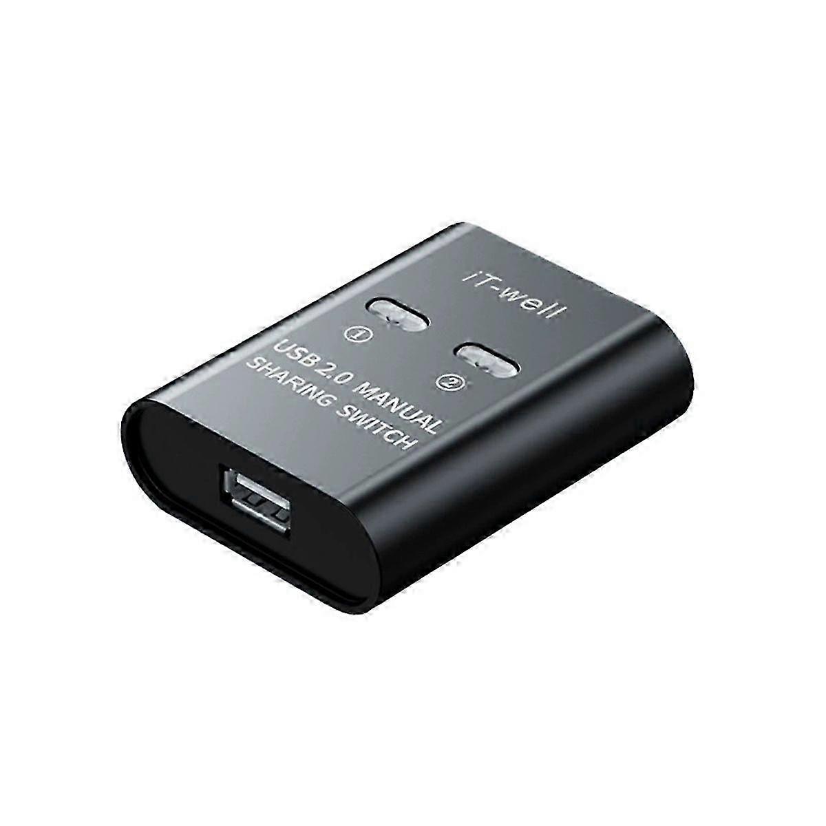 USB Printer Switch HUB 2 Port Printing Switcher Box Black