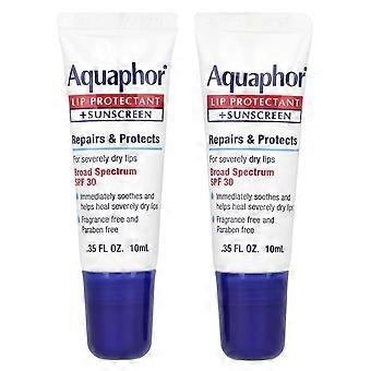 Aquaphor, Lip Protectant + Sunscreen, SPF 30, Fragrance Free, 2 Tubes, 0.35 fl oz (10 ml) Each, 2-Pa