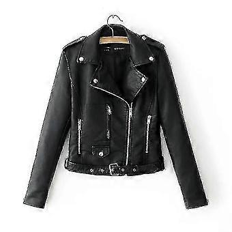 Women's Black Biker Jacket for Casual Wear,z