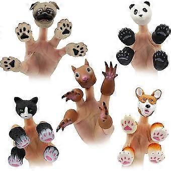 Cute Animal Finger Puppets Toys 5 Sets, Panda, Squirrel, Cat, Shiba Inu, Pug, Role-Telling Animal Puppets, an Excellent Gift for Kids,xx