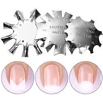 6 stuks Franse Smile Line Cutter, roestvrijstalen C-vormige rand trimmen sjabloon, DIY Art Nail Mold