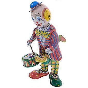 1PC Tinplate Drummen Clown Cartoon Wind up Toy Jeugdherinnering Antieke Scène Tin Toy