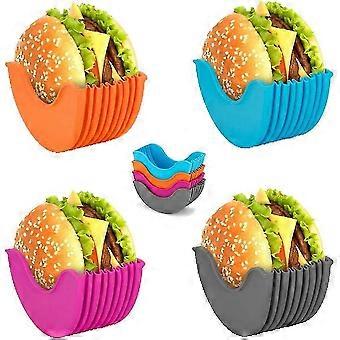 Burgerhållare, återanvändbar Burger Fixed Box, Expandable Burger Holder Mess-free Hamburger, Silicone Burger Storage Box, Washable Retractable Plastic Hamb
