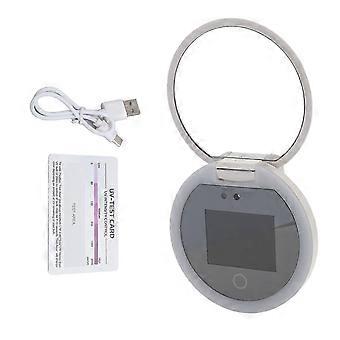 Travel UV Mirror 3.5in 22 to 24LM 13000 to 15000K 2X Magnification Foldable Rechargeable Portable LED UV Makeup Mirror compatible with Outdoor