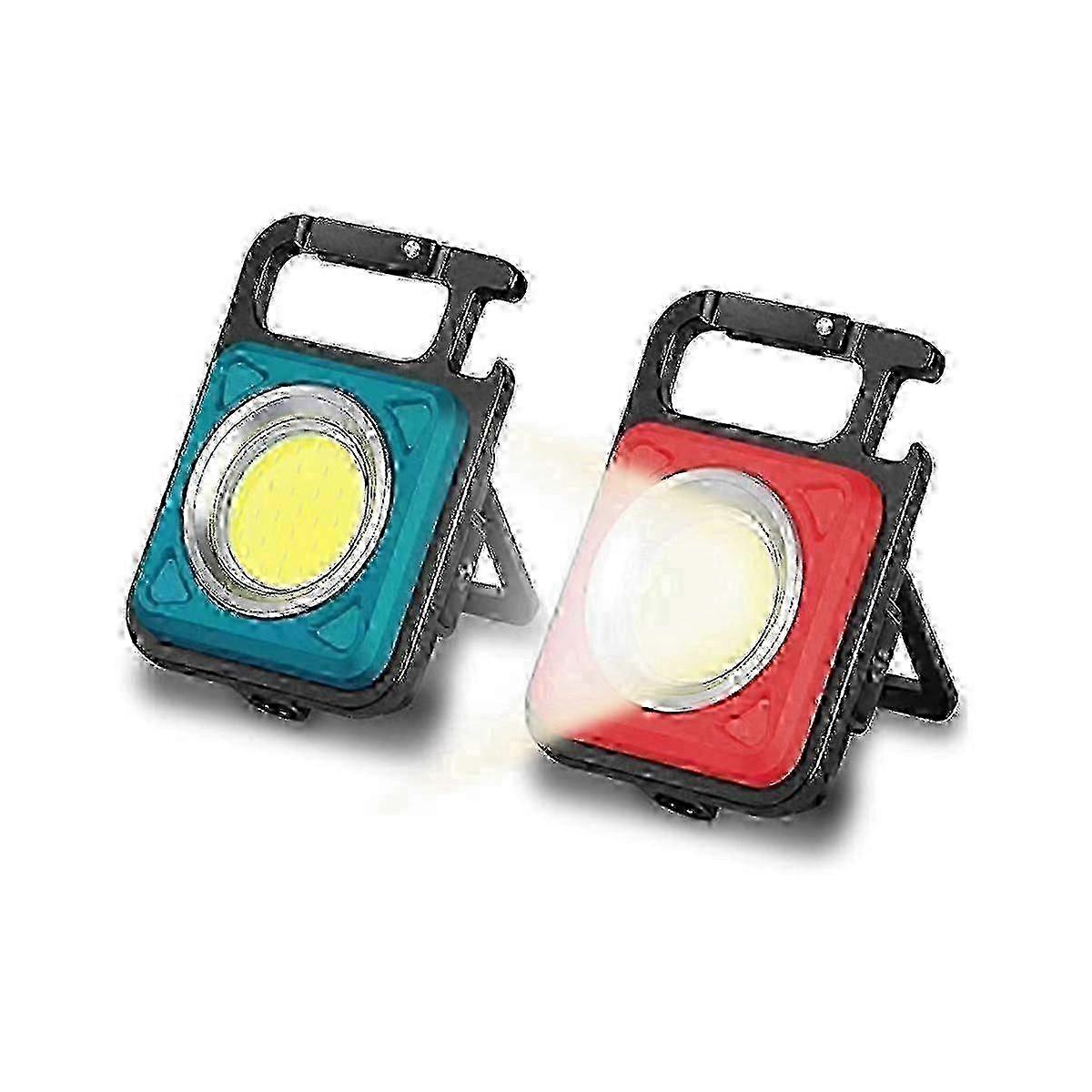 2 Pcs Multi-Functional Mini COB Key Chain Work Light, Suitable for Hiking, Camping, Survivals and E