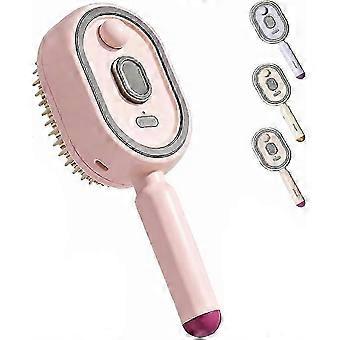 Best! ! Electric Steam Hair Straightener Brush, Rechargeable with Built-in Detangling Comb & Air Cushion Massage, Anti-Static for Wet Hair