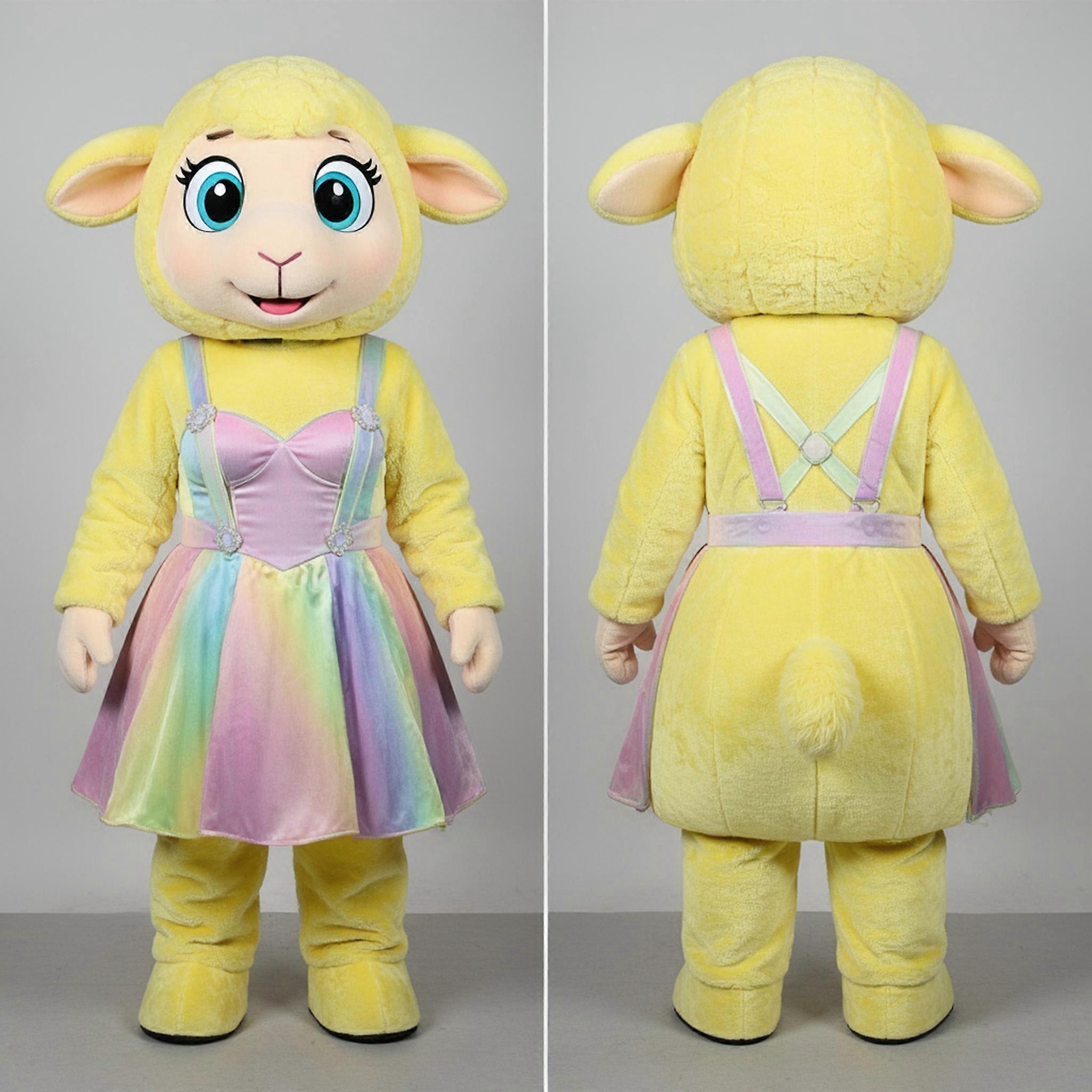 MASTICOT Lemon Yellow Fluffy Sheep Mascot