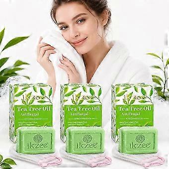 Tea Tree Oil Soap Bar with Clotrimazole, Refreshing Herbal Body Cleanser with Foaming Net, Deep Cleansing Bath Soap for Face, Body & Feet Care