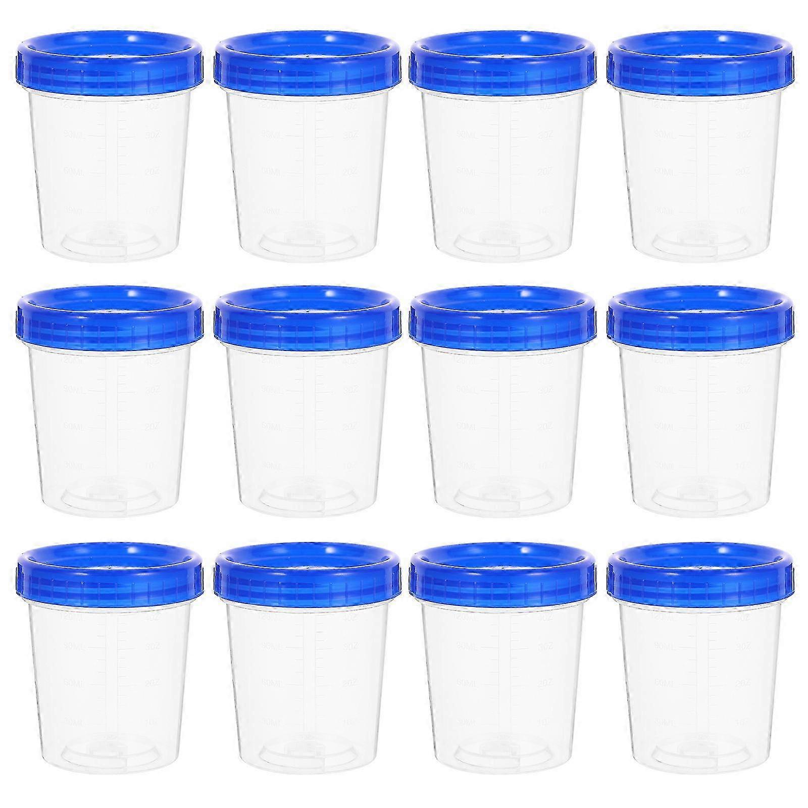 12pcs Measuring Cups Plastic Specimen Cups with Lid 120ml Sample Cups compatible with Laboratory