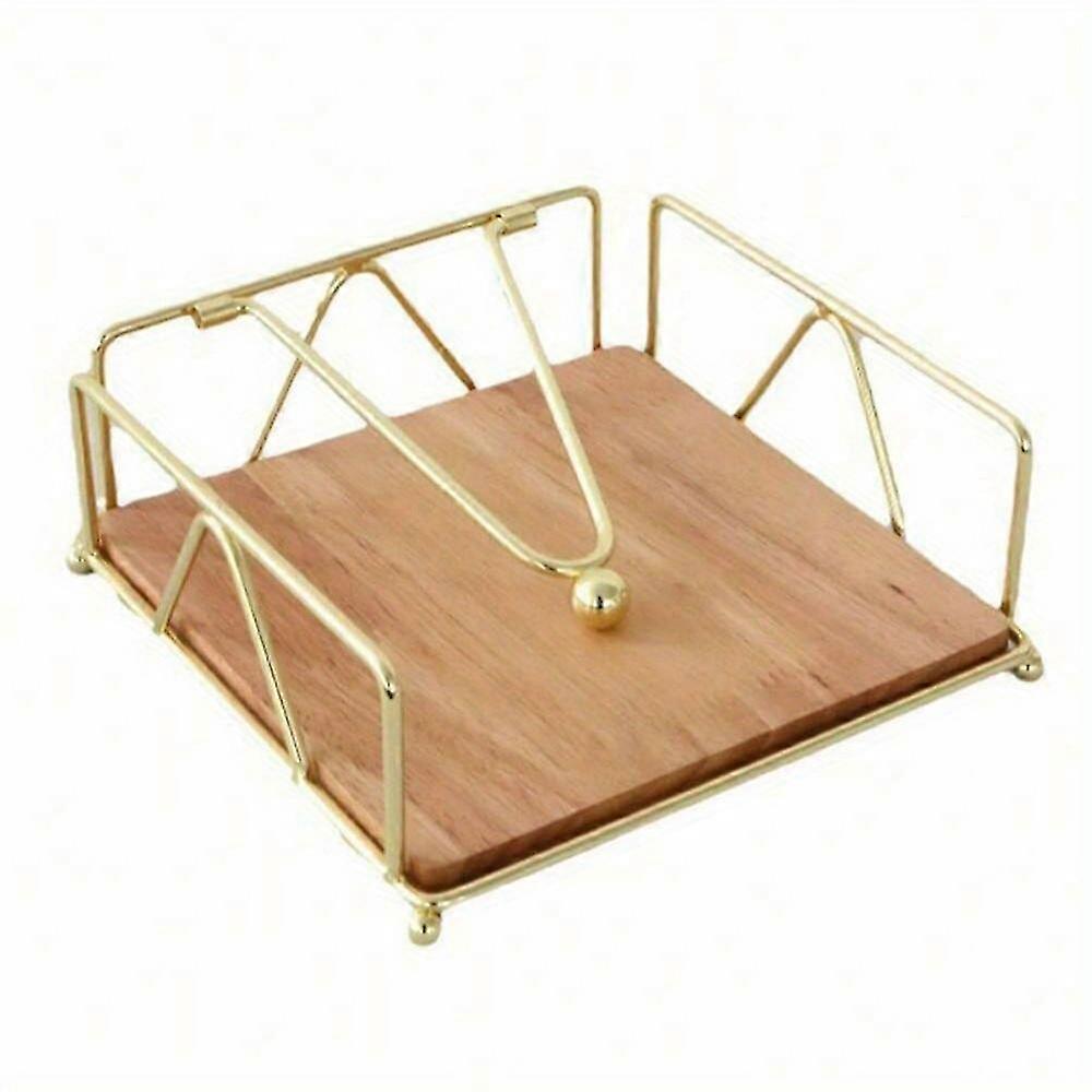 Solid Wood Gold Napkin Holder Stylish