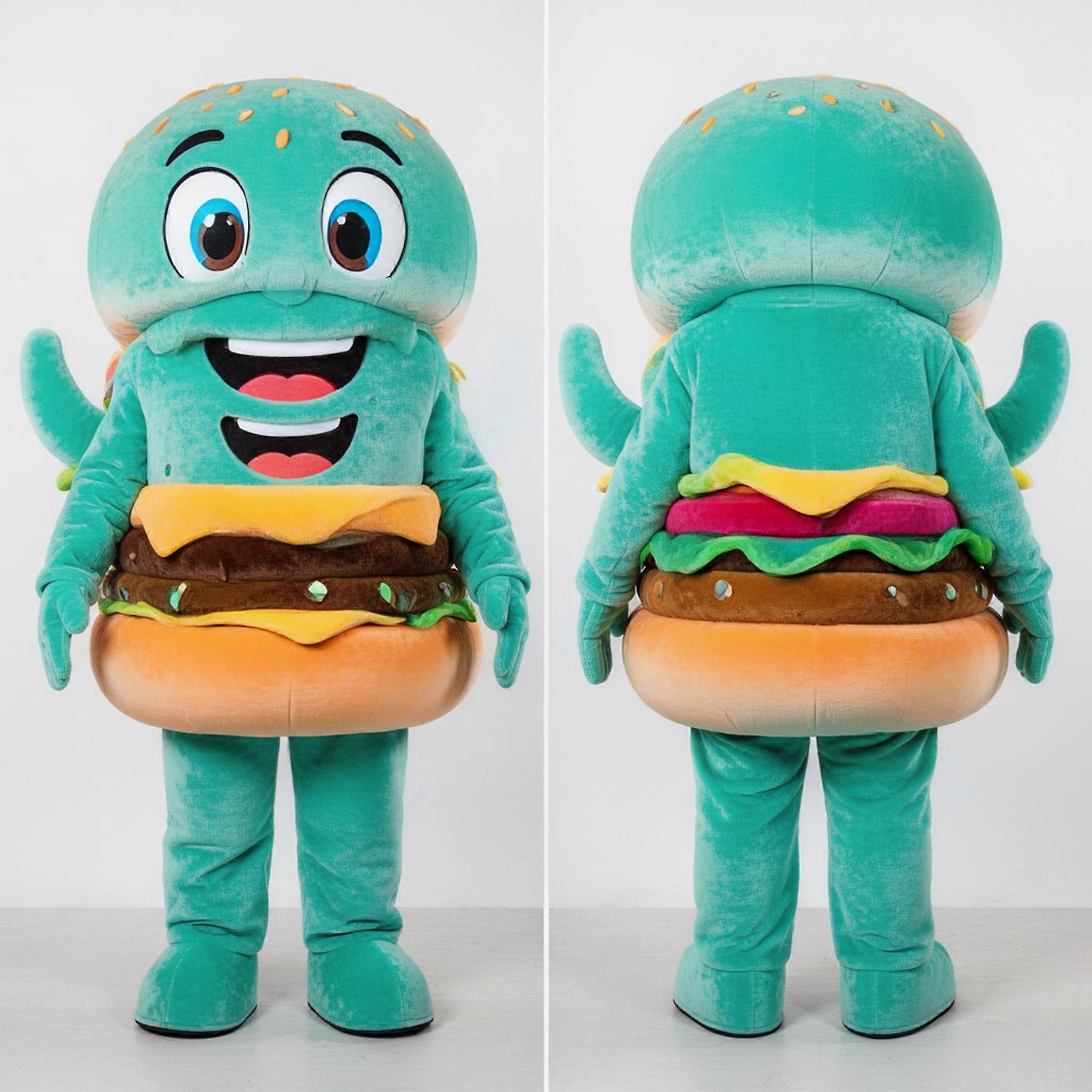 MASTICOT Teal Rounded Burgers Mascot
