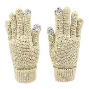 Warm Thermal Knit Gloves with Windproof Cuff and Touchscreen Functionality