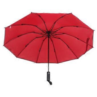 Red Windproof Reverse Folding Automatic Open Close Travel Umbrella