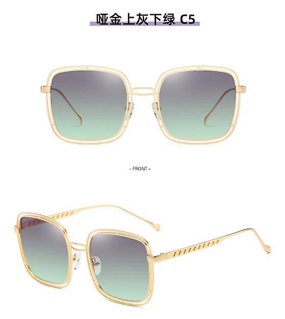 Fashion New Outlet Men's And Women's Metal Large Frame Hollow Frame Sunglasses Sunshade Mirror