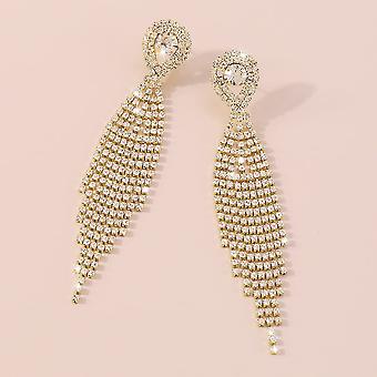 Orecchini Lunghi A Frangia Con Cristalli E Strass – Stile Boho Lampadario In Oro Per Donne E Ragazze – Gioielli Scintillanti Per Sposa E Festa