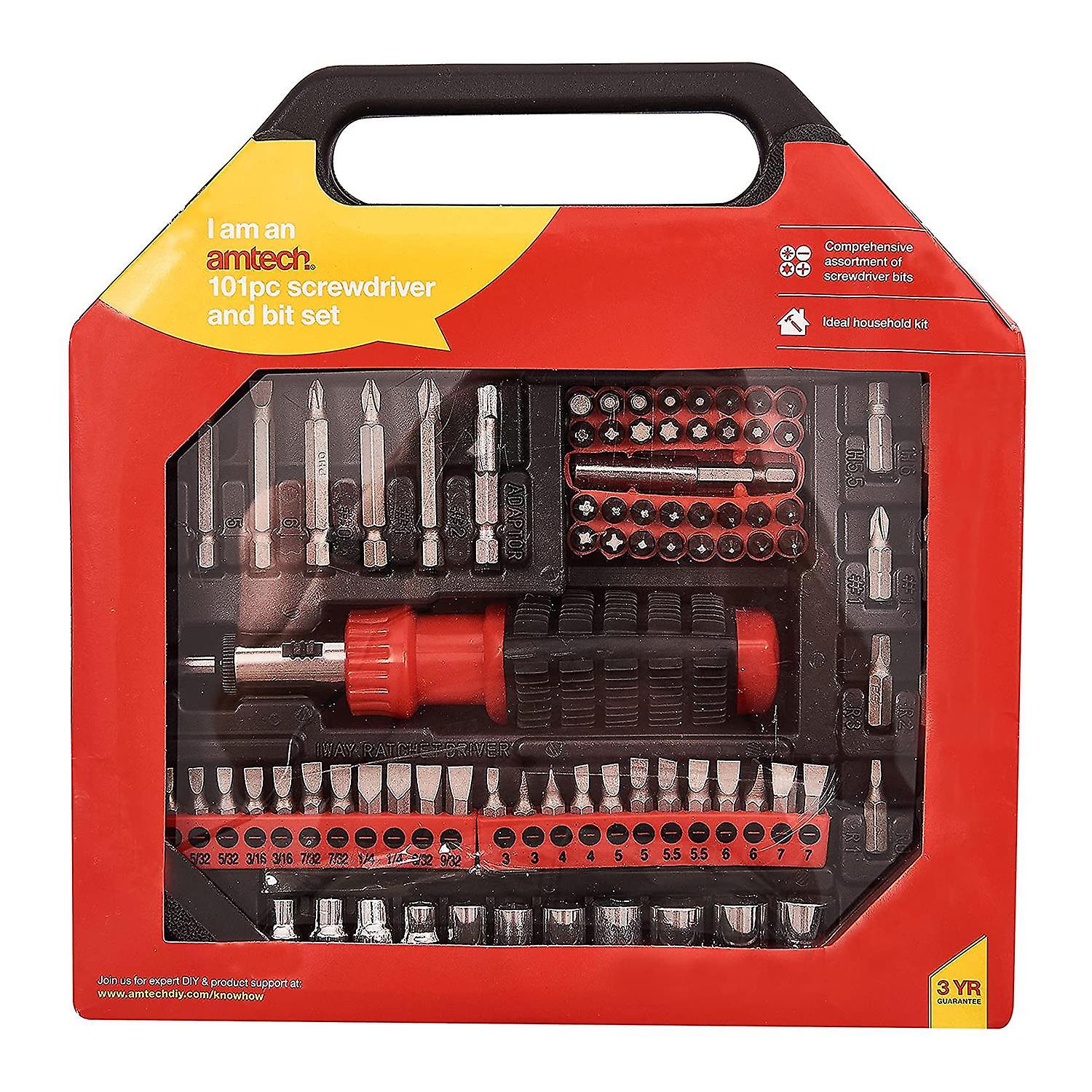 Am-Tech L1350 High-Quality Screwdriver And Assorted Bit Set, 101-Pieces Kit