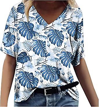 Naisten T-paita Tee Kukkaprintti Lyhythihainen lomaviikonloppu Basic V Kaula-aukko Säännöllinen kukkamaalaus