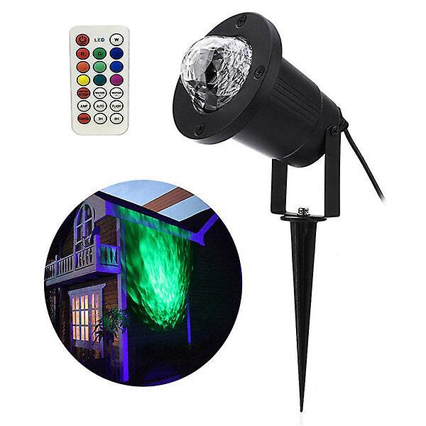 12W Remote Control Water Wave Effect Outdoor Projector Light, 7 Colors For Christmas Party Decor