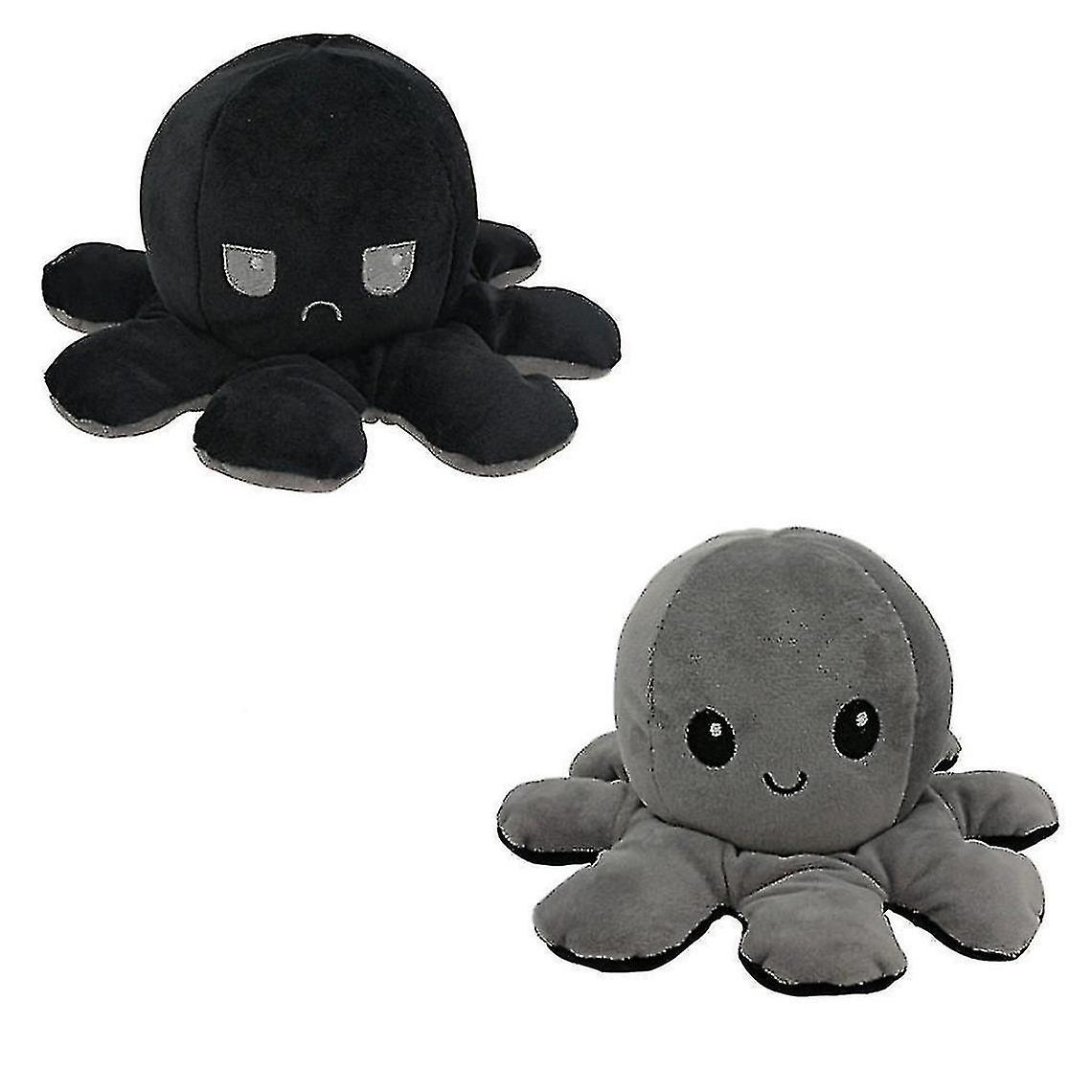 Cute Soft Analog Reversible Octopus Doll (black/gray)