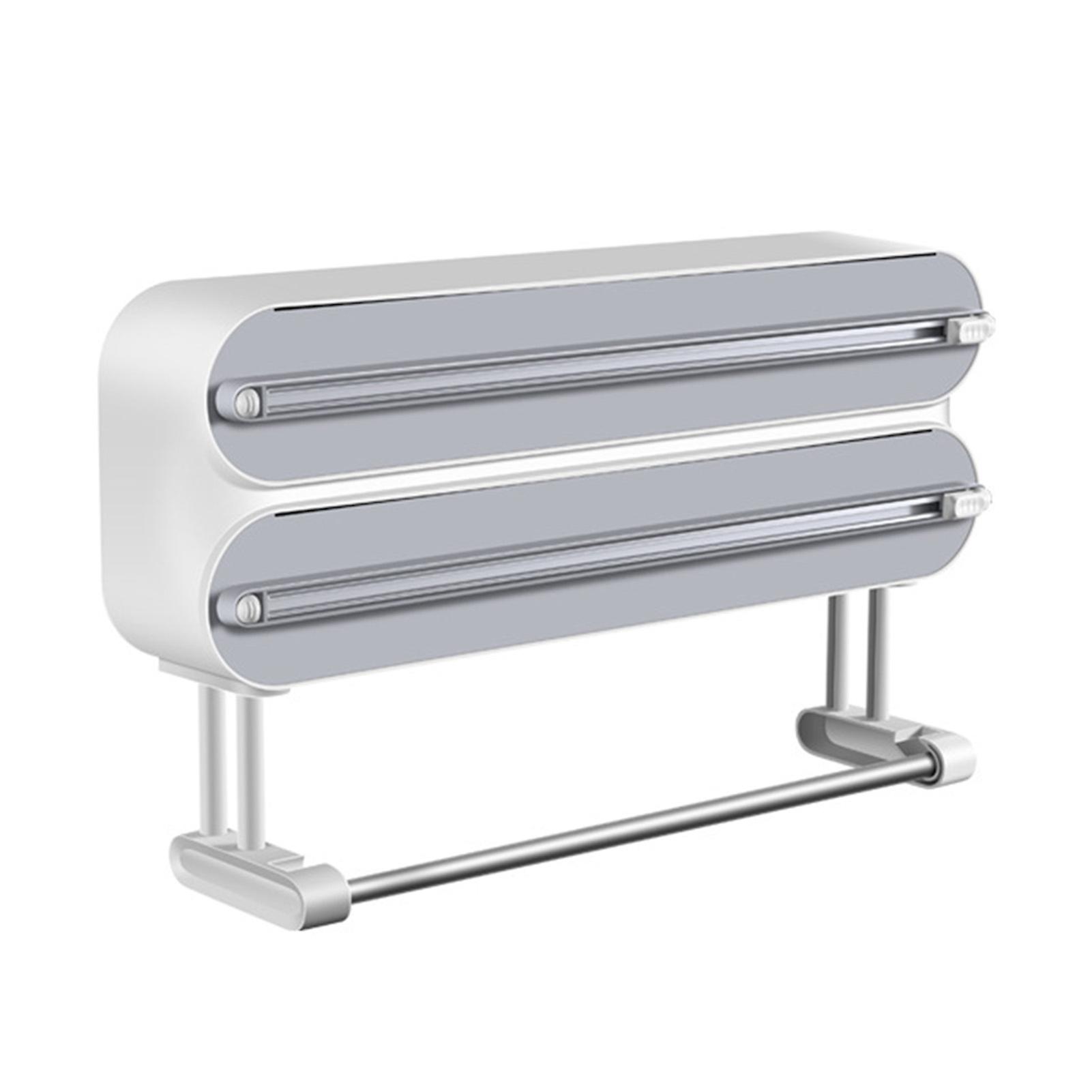 Plastic Wrap Dispenser With Cutter Double-layer Smooth Cutting Dispenser For Home Bars Restaurants
