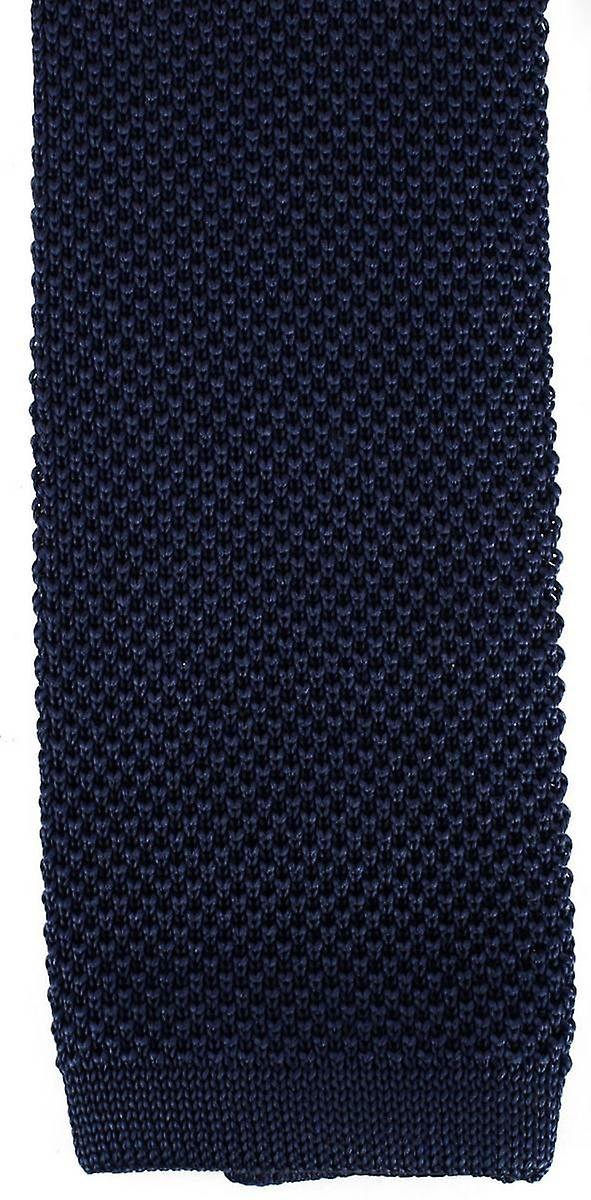 David Van Hagen Plain Knitted Tie - Navy