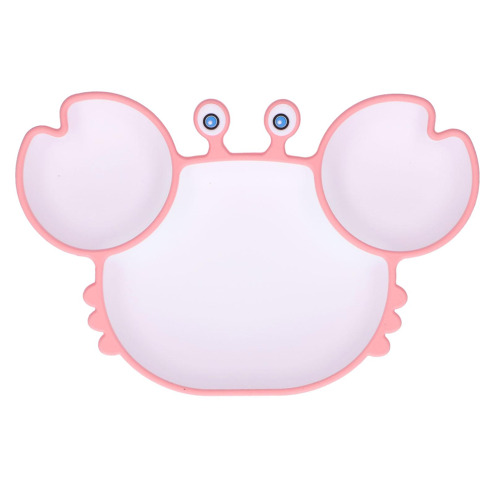 Crab Shaped Suction Plate with Suction Base, Silicone Divided Plate, Easy to Pick Up, Eco-Friendly, Fits Most Tables and High Chairs, Pink