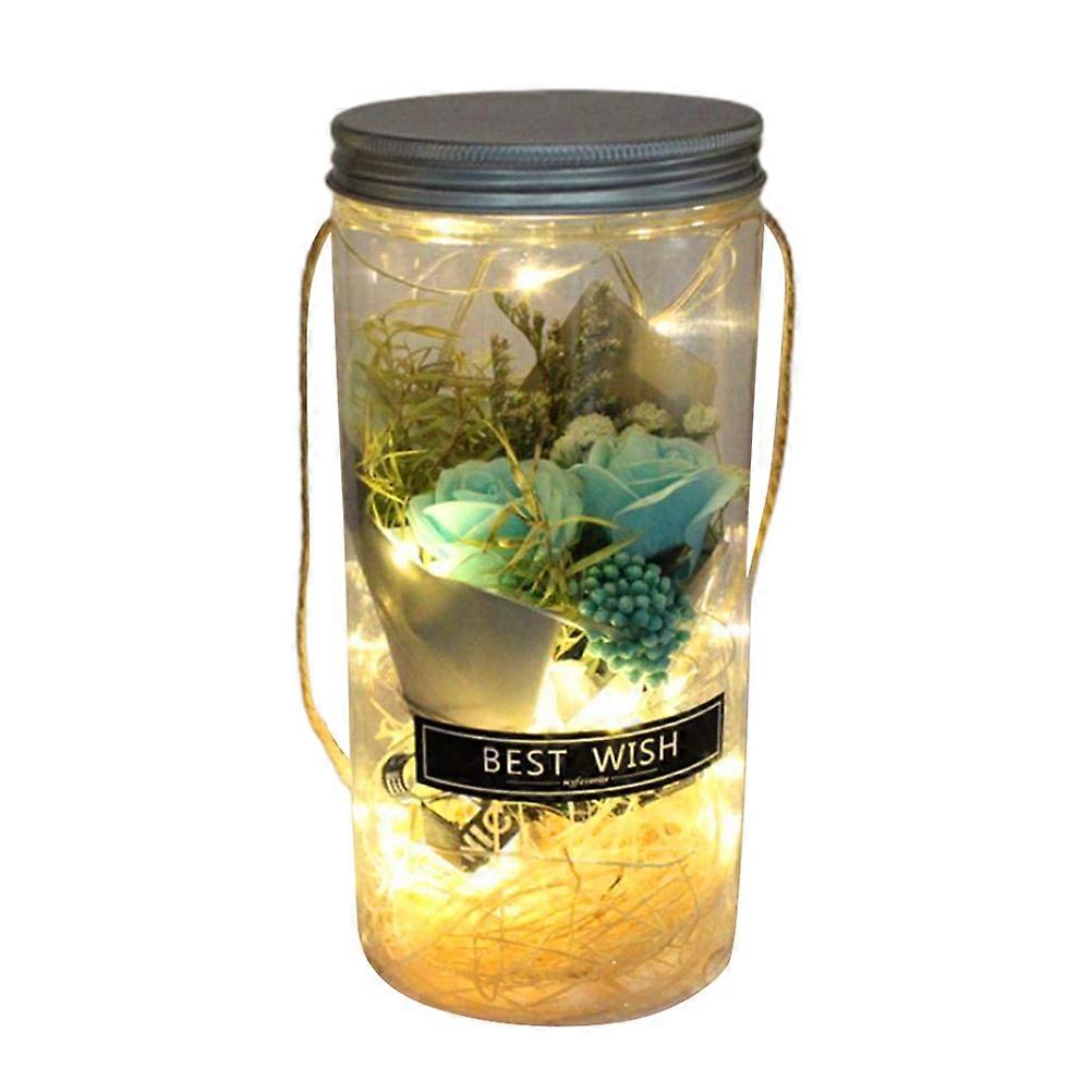 Handmade Soap Rose Bouquet, LED Light, Bottle Gift