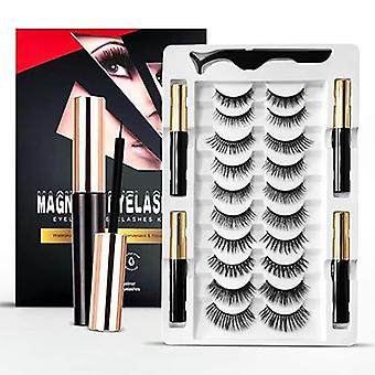 Nieuwe Upgrade 3d Natuurlijke Magnetische Wimpers Lichtgewicht Magnetische Eyeliner en Wimpers Kit