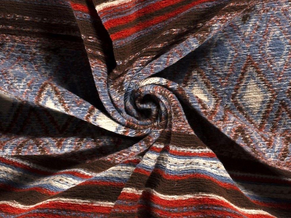 Minerva Wool Blend Knit Coating Fabric Rust Multi - per metre