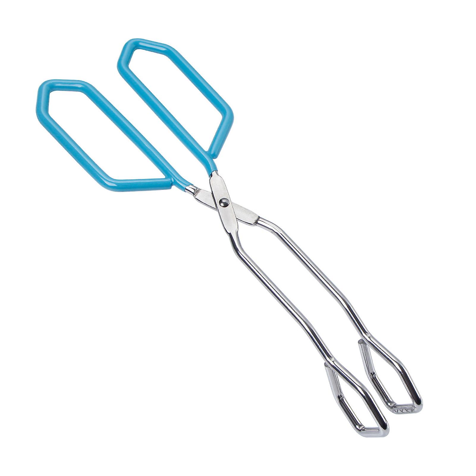Scissor Tongs Stainless Steel Food Tongs with Wrap Handle Angled Bread Clamp for BBQ Grilling Cake