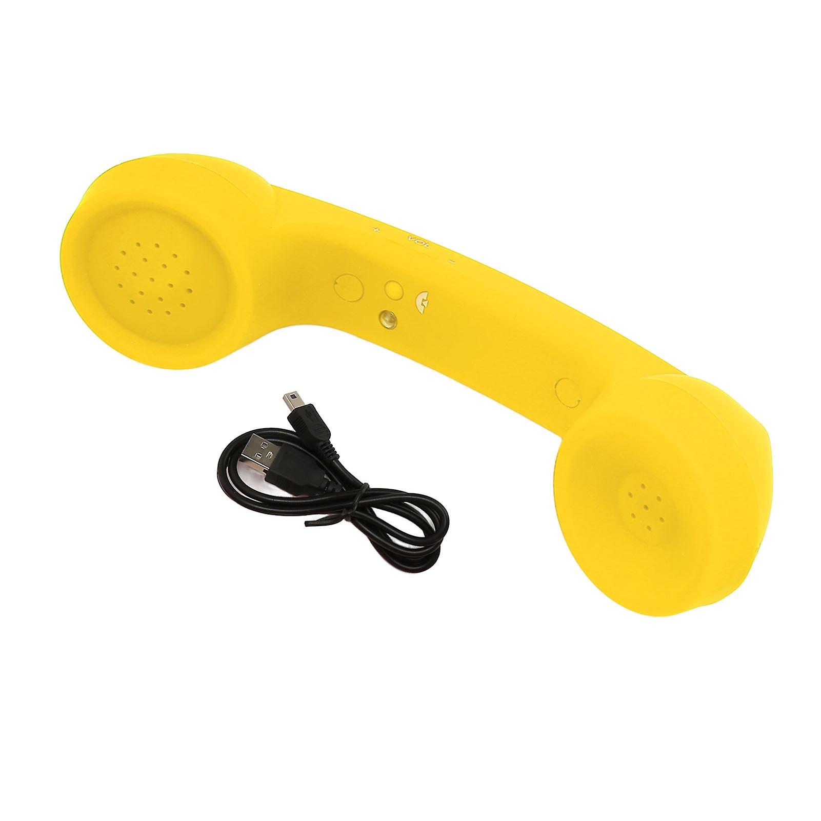 Bluetooth Telephone Handset Retro Radiation Proof Rechargeable Wireless Mobile Phone Handset Receiver Yellow