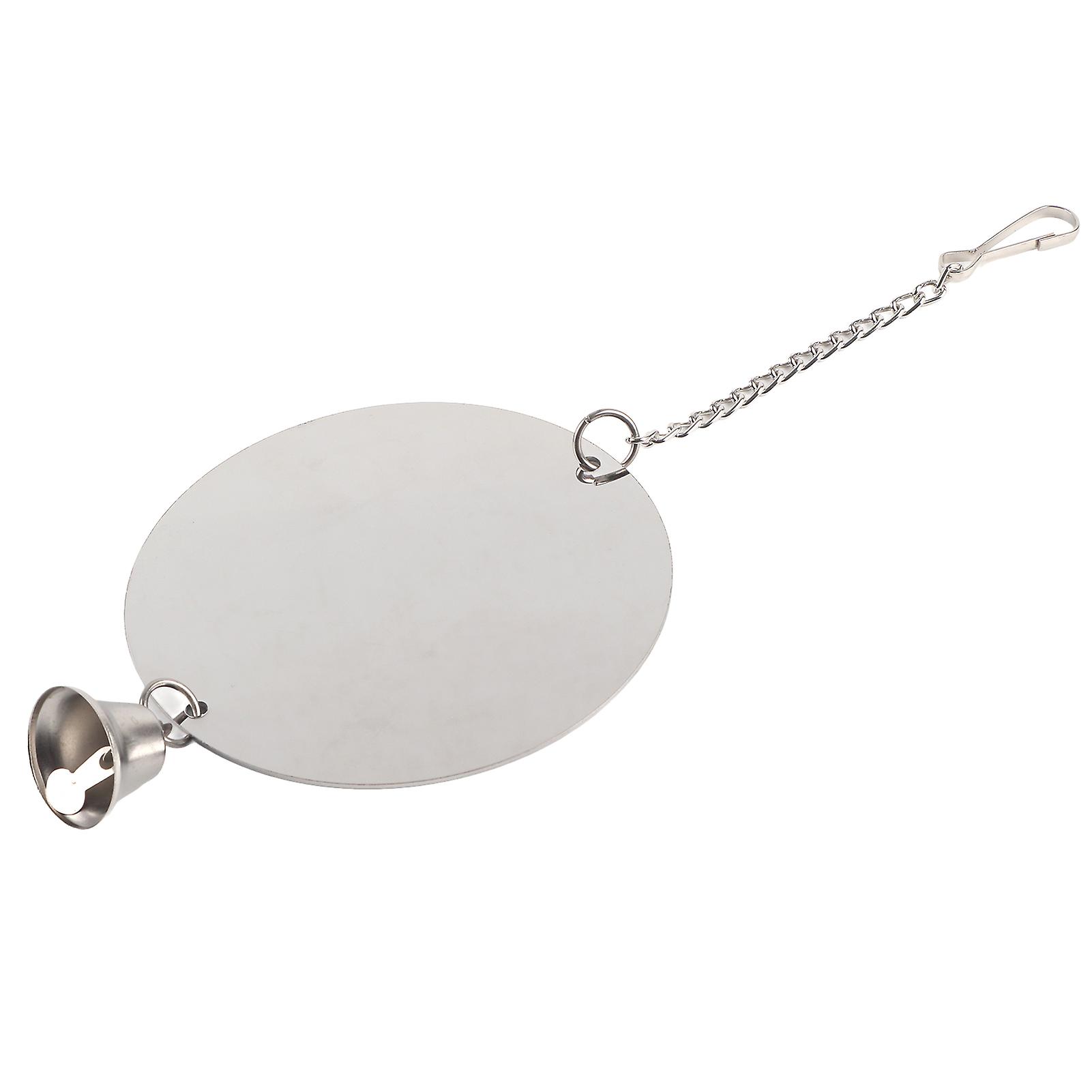 Cage à oiseaux en acier inoxydable avec miroir et clochette pour perroquet, jouet à mordre suspendu, type chaîne