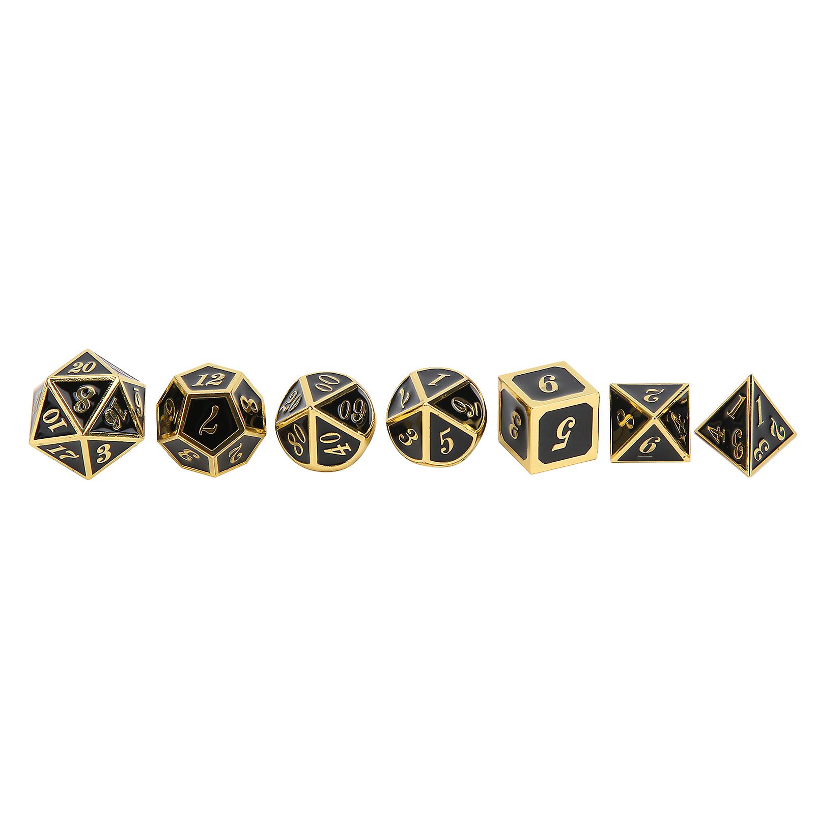 7-Piece Black & Gold Polyhedral Dice Set for RPGs and Board Games