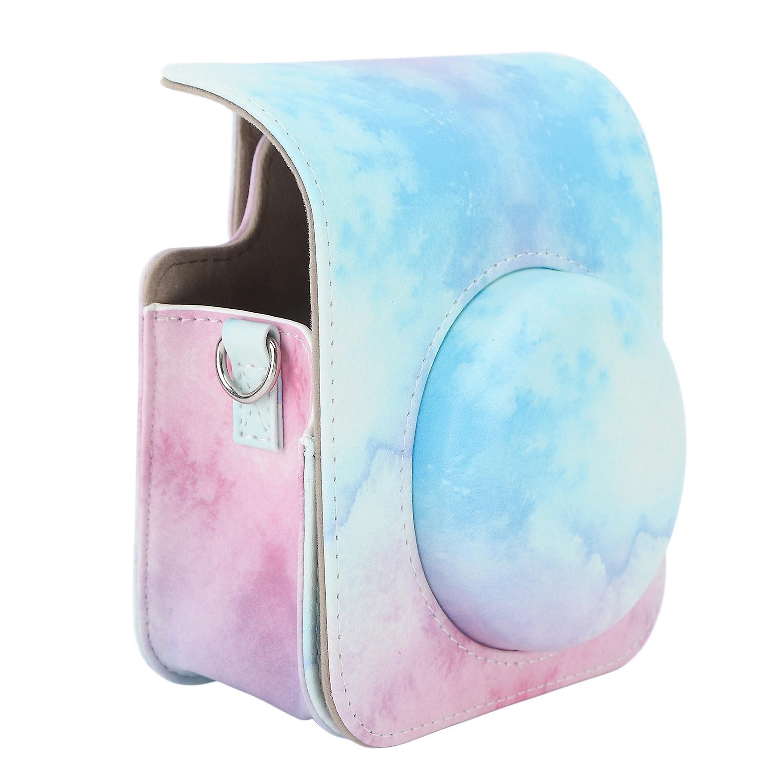 Mini Instant Camera Protective Bag PU Camera Case With Adjustable Shoulder Strap For Fujifilm Instax Mini 12 Camera Blue Pink 