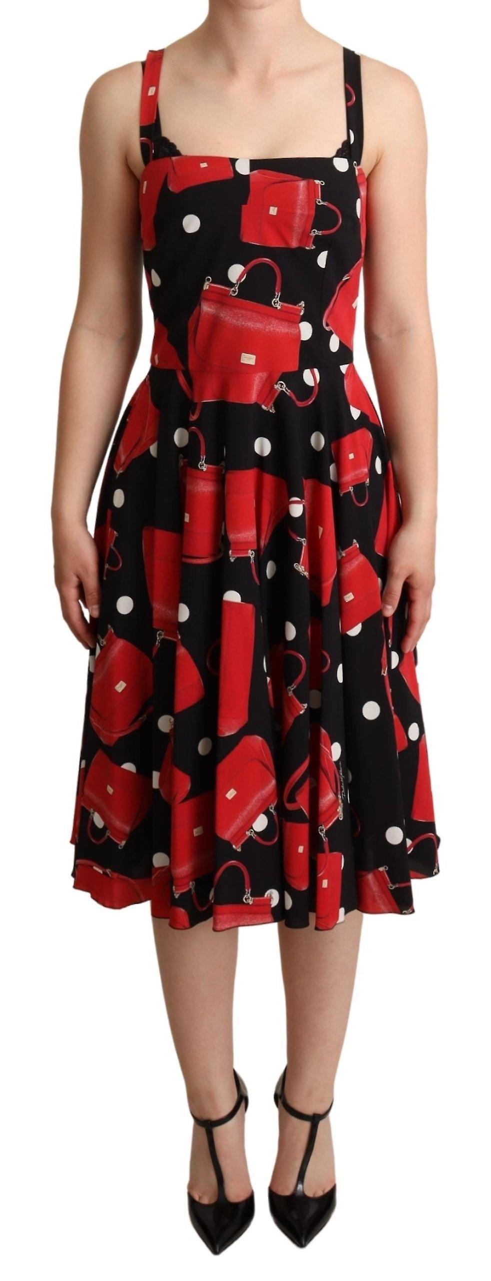 Red Bag Print A-line Mid Length Dress