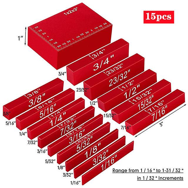 16Pc Inch / 9pc Metric Setup Blocks Height Gauge Set, Precision Aluminum Setup Bars For Router And Table Saws Woodworking Set Up