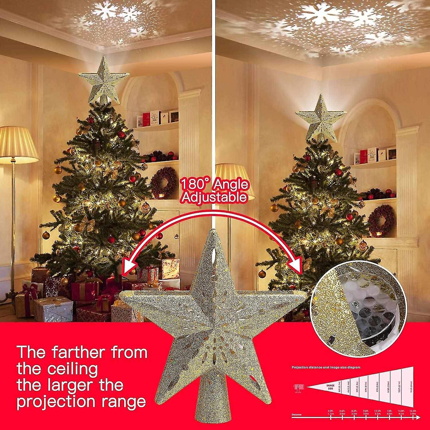 Star Tree Top Projector 3D Rotating Star Christmas Tree Led Tree Top Glowing Rotating Christmas Tree