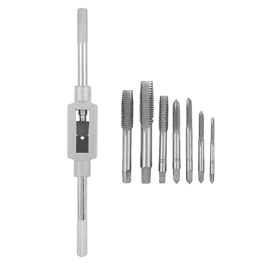 8PCS M3-M12 Tap Wrench Set Hand Tapping Tools with Screw Thread Drill Bits Durable Precision Threading Kit